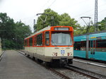 VGF Düwag Pt -Wagen 748 am 25.06.16 in Frankfurt Stadion bei der Straßenbahnparade. Die Anlage wurde für dieses Event gesperrt und mann konnte auf den Gleisen Fotos machen