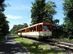 VGF Düwag Pt-Wagen 748 am 10.07.16 in Schwanheimer Wald als Pendelverkehr zum Sommerfest im Verkehrsmuseum Frankfurt