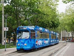 VAG Freiburg (Breisgau) 

DÜWAG GT8K 212 mit der schönen Pepsi Vollwerbung als Linie 5 bei der Haltestelle Rennweg, 11.05.2017 