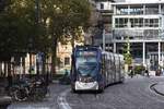 FREIBURG im Breisgau, 20.10.2019, Zug Nr. 305 als Tram4 nach Zähringen in der Bertoldstraße zwischen den Haltestellen Stadttheater und Bertoldsbrunnen