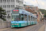 Fahrzeug 241 auf der Linie 3 Innsbrucker Straße-Runzmattenweg am 05.09.2020 bei Freiburg Hbf. 