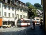 Freiburg im Breisgau SL 1 (DWAG-GT8 207) Oberlinden im Juli 1990.