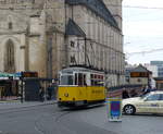 Seit 1993 befindet sich dieser Wagen der Kirnitzschtalbahn in Besitz der Halleschen Straßenbahnfreunde e.V.