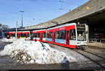 MGT-K (Bombardier Flexity Classic), Wagen 674 und 673, auf dem Riebeckplatz in Halle (Saale).