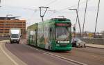 Wagen 635 am 10.04.2012 auf der Berliner Brcke unterwegs Richtung Halle-Neustadt, Gttinger Bogen.