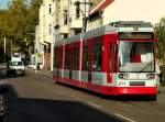 Die  Stadtlinie   7 am 20.10.2012 gegen 11:01 Uhr nach Halle - Kröllwitz in der Richard-Wagner-Straße