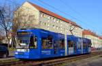 Straßenbahn Halle / Saale: Wagen 658 als Linie 3 unterwegs zur Endhaltestelle Böllberg.