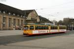 TW 214 auf Sonderfahrt am Karlsruher Hauptbahnhof.