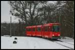 Wagen 419 in der Endschleife Hessenschanze. Aufgenommen am 07.12.10.