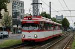 Der Museumswagen 3764 auf der Aachener Strae kurz nach passieren der Haltestelle Clarenbachstift am 24.08.2013.