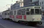 Kölner Vorotbahn-Halbzug 1157/2160 bei einem seiner letzten Einsätze als Verstärker auf der Linie P, kurz vor dem Verkauf zur Wiener Lokalbahn (Köln, Neumarkt, ca.