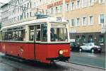 Lowa-Wagen(1950)der LVB, in Fahrt am Hbf Leipzig/Westseite