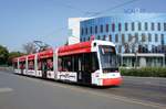 Straßenbahn Mainz / Tramvaj Mainz: Stadler Rail Variobahn der MVG Mainz - Wagen 230 (Werbung: 50 Jahre Städtepartnerschaft Mainz – Zagreb / 50.