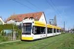 Straßenbahn Mainz / Mainzelbahn: Stadler Rail Variobahn der MVG Mainz - Wagen 230, aufgenommen im April 2018 in Mainz-Bretzenheim.