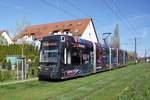 Straßenbahn Mainz / Mainzelbahn: Stadler Rail Variobahn der MVG Mainz - Wagen 234, aufgenommen im April 2018 in Mainz-Bretzenheim.