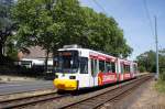 Straßenbahn Mainz: Adtranz GT6M-ZR der MVG Mainz - Wagen 202, aufgenommen im Juni 2015 in Mainz-Gonsenheim.