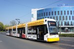 Straßenbahn Mainz: Stadler Rail Variobahn der MVG Mainz - Wagen 224, aufgenommen im April 2016 in der Nähe der Haltestelle  Bismarckplatz  in Mainz.