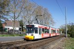 Straßenbahn Mainz: Adtranz GT6M-ZR der MVG Mainz - Wagen 202, aufgenommen im April 2016 in Mainz-Gonsenheim.