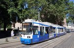 Straßenbahn Mainz: Adtranz GT6M-ZR der MVG Mainz - Wagen 209, aufgenommen im Juni 2016 in der Innenstadt von Mainz.