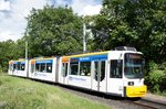 Straßenbahn Mainz: Adtranz GT6M-ZR der MVG Mainz - Wagen 205, aufgenommen im Juli 2016 in Mainz-Bretzenheim.
