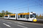 Straßenbahn Mainz: Adtranz GT6M-ZR der MVG Mainz - Wagen 203, aufgenommen im Oktober 2016 in Mainz-Hechtsheim.