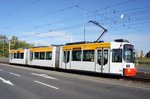 Straßenbahn Mainz: Adtranz GT6M-ZR der MVG Mainz - Wagen 208, aufgenommen im Oktober 2016 in Mainz-Hechtsheim.