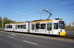 Straßenbahn Mainz: Adtranz GT6M-ZR der MVG Mainz - Wagen 212, aufgenommen im Oktober 2016 in Mainz-Hechtsheim.