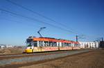 Straßenbahn Mainz / Mainzelbahn: Adtranz GT6M-ZR der MVG Mainz - Wagen 201, aufgenommen im Januar 2017 in Mainz-Bretzenheim.