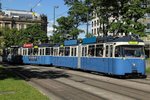 Münchner Ur-Strassenbahn fotografiert am 17.06.2016 am Stachus.