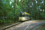 Straßenbahn Nürnberg__Tw 306 [GT6; MAN 1960 > 1996 Krakau >2007 Café-Tram > 2021 Breslau]* auf Linie 3 in der Endschleife 'Tiergarten'.__Sommer 1983
* Alle Nürnberger Fahrzeugangaben lt. www.tram-info.de.
