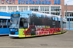 Am Nachmittag des 18.07.2020 stand 6N-1 Wagen 687 mit der schönen Bäderbahn Molli Bemalung auf dem Betriebshof der Rostocker Straßenbahn AG.