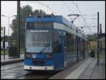 Moderne Straßenbahn NR. 681 der RSAG in Rostock am 08.07.2013