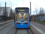 Tramlink 6N2 als Linie 1 nach Rügener Straße, Lütten-Klein in der Endhaltestelle, 29.01.2015