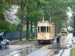 Ein junger Straenbahnfan fotografiert den extra aus Frankfurt (Oder) angereisten Tw 60. 29.8.2010