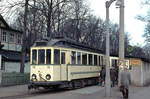 Berlin-Friedrichshagen: Straßenbahn Friedrichshagen - Schöneiche - Rüdersdorf Tw 72 (Gottfried Lindner Waggonbau AG, Ammendorf / AEG, Bj 1928) Endhaltestelle am S-Bf Friedrichshagen.