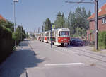 Schwerin NVS SL 2 (Tatra T3D 267) Lankow Siedlung am 12. Juli 1994. - Scan eines Farbnegativs. Film: Scotch 200. Kamera: Minolta XG-1.