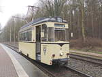 Reko-Triebwagen TZ 69 an der Ausweichstelle (Haltestelle)  Hegermühle 25.02.2020