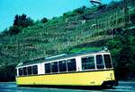 SSB Stuttgart__Verschubfahrten__GT4 Nr.696 fährt 1975 bei seiner Werkstattfahrt ganz allein die Neue Weinsteige hinab, die Weinberge im Hintergrund. .__24-05-1975 