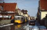 Am sonnigen 10.02.1991 wurden der GT4 436 und ein weiterer GT4 kurz vor der Endhaltestelle Gerlingen in der Schillerstraße aufgenommen