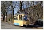 Gotha-Tw 28 der Woltersdorfer Straßenbahn hinter dem Berliner Platz.