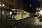 WVV Straßenbahn Würzburg LHB GT-E Wagen 210 am 27.12.23 in Würzburg