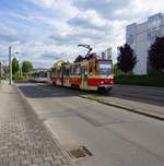 Am 11.und 12. Mai 2019 fanden in Zwickau die Feier zu 125 Jahre Strassenbahn Zwickau statt.Hier Tatra K4D Nummer 947 der zur Feier im Originallackierung glänzte.