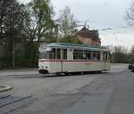 Die historische Gotha Strassenbahn der Freunde des Nahverkehrs Zwickau am 25.04.2015 auf Sonderfahrt.