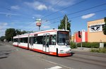 Straßenbahn Zwickau: MAN / AEG GT6M der SVZ Zwickau - Wagen 904, aufgenommen im August 2016 an der Haltestelle  Steinkohlenwerk / Glück-Auf-Center  in Zwickau.
