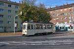 Rhein Haardtbahn Oldtimer 1122 am 20.10.18 in Mannheim Innenstadt