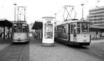Nürnberg-Fürther Straßenbahn__Tw 268 [MAN/SSW 1960] auf Linie 15 nach Thon und Tw 110 [MAN/Siemens 1953] als Linie 26 zur Peterskirche .__21-07-1976