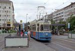 München MVV Tramlinie 20 (M4.65 2416) Sendlinger Tor im Juli 1992. - Scan eines Farbnegativs. Film: Kodak Gold 200-3. Kamera: Minolta XG-1.