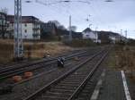 Ein paar Gleise liegen vor dem Streckenende in Sassnitz,bis auf zwei Gleise sind die brigen Gleise ohne Bedeutung.Aufnahme am 02.Dezember 2011
