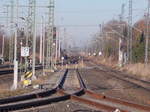 Abstellgleis zwischen den beiden Hauptgleisen in Züssow zum Abstellen für die UBB aber auch zum Lokwechsl am 14.November 2016.Aufnahme vom Bahnsteigende.