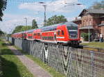Der RE Stralsund-Oranienburg hielt,am 21.Mai 2017,in Burg Stargard.